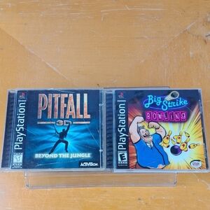 Vintage Playstation 1 lot of 2 games Pitfall 3d & Big Strike Bowling Not Tested